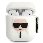 Karl Lagerfeld KLACCSILKHWH AirPods cover Silicone Ikonik / valge