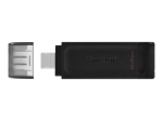 Kingston DataTraveler 70 64GB USB-C 3.2 Gen 1 M&auml;lupulga must