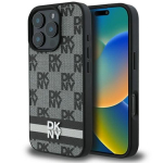 DKNY Ruuduline Muster & Tr&uuml;kitud Triibud tagumise kaitseklaas Apple iPhone 16 Pro Max jaoks