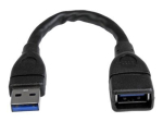 StarTech.com 6in l&uuml;hike USB 3.0 pikendusadapter (USB-A isaste USB-A emaseni) - USB 3.1 Gen 1 (5Gbps) pordi s&auml;&auml;stja kaabel - must (USB3EXT6INBK)