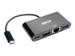Tripp Lite USB C HDMI Mitmikport Videoadapter Konverter koos USB-A Hubi, USB-C PD Laadimispordi ja Gigabit Etherneti Pordiga, Thunderbolt 3 &Uuml;hilduv