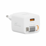 Swissten SlideCHARGE Power Charger GaN 45W USB-A 18W tagasit&otilde;mbuva USB-C kaabliga 0.75m valge