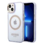 Guess GUHMP14SHTCMU Hardcase Gold Outline Translucent MagS iPhone 14 / 15 jaoks 6.1" / lilla