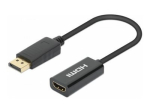 Manhattan DisplayPort 1.2 to HDMI Aktiivne Adapter, 4K@60Hz, 15cm, Mees-Naine, DP Koos lukuga, Must, Mitte kahesuunaline, Kolme aasta garantii, Pol
