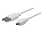 Manhattan USB-A kuni Micro-USB Kaabel, 1m, Mees kuni Mees, Valge, 480 Mbps (USB 2.0), Kiire USB, Eluaegne Garantii, Pol&uuml;kot