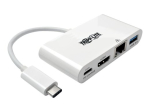 Tripp Lite USB C HDMI Mitmikport Videoadapter Konverter koos USB-A Hubi, USB-C PD Laadimisega, Gigabit Etherneti Pordiga, Thunderbolt 3 &Uuml;hilduv USB T