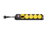 goobay 5-pin pistikupesa kast 16A must kollane 3m