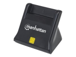 Manhattan USB-A Nutikas/SIM-kaardi lugeja, 480 Mbps (USB 2.0), lauaalune, h&otilde;&otilde;rdet&uuml;&uuml;p &uuml;hilduv, Hi-Speed USB, Kaabel 86cm, Must, Kolm Aastat