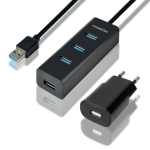 I/O HUB USB3.0 4PORT LAADIMINE/W/AC 1.2M HUE-S2BP AXAGON