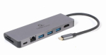 Gembird USB Type-C 5-&uuml;hes mitmikportide adapter (Hub + HDMI + PD + kaardilugeja + LAN)