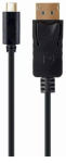 Gembird A-CM-DPM-01 USB-C kuni DisplayPort kaabel 4K@60Hz 2m / must