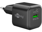 Goobay GaN Dual Fast Charger Adapter 20Watt 1xUSB-C 1xUSB-A Black