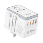 Dudao A65Pro Universal Travel Adapter 65W GaN 2xUSB-C + 2xUSB-A White