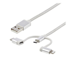 StarTech.com USB mitmiklaadimiskaabel - 3,3 ft / 1m - Lightning / USB-C / Micro-USB - punutud - MFi sertifitseeritud - USB 2.0 - 3 &uuml;hes laadimine (...