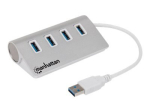 Manhattan USB-A 4-portiga Hub, 4x USB-A porti, 5 Gbps (USB 3.2 Gen1 ehk USB 3.0), Ahelaga toidetud, Kiirlaadimine kuni 0.9A, SuperSpeed USB, Alumii...