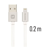Swissten Tekstiil Kiirlaadimine 3A Lightning Andme- ja Laadimiskaabel 20 cm