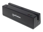 Manhattan USB-A magnetribakaardi lugeja, kolme raja lugeja, wedge dekodeerija, kaabel 1,5m, must