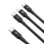 Baseus Rapid Series 3in1 kiirlaadimise kaabel USB-C - USB-C/Lightning/MicroUSB 20W 1.5m / must