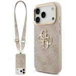 Guess 4G Big 4G Classic Logo Big Strap Metal Buttons Case iPhone 17 Pro jaoks roosa