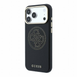 Guess PU poolkatte perforitud 4G logo MagSafe &uuml;mbris iPhone 18 Pro jaoks / must