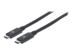 Manhattan USB-C kuni USB-C Kaabel, 2m, Mees kuni Mees, Must, 5 Gbps (USB 3.2 Gen1 ehk USB 3.0), 3A (kiirlaadimine), SuperSpeed USB, Eluaegne Garantii