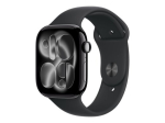 Apple Watch Series 11 GPS + Cellular 46mm Jet Black Aluminium Case with Black Sport Band - S/M Apple
