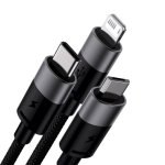 Baseus StarSpeed 3in1 kiirlaadimiskaabel USB-A - USB-C/Lightning/MicroUSB 3.5A 1.2m / must