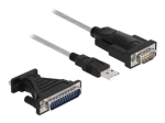 Delock USB/Serial kaabli komplekt must l&auml;bipaistev
