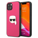 Karl Lagerfeld KLHCP13SPKMP Nahk Ikonik Karl`s Head Metal Hardcase iPhone 13 mini 5,4" jaoks / roosa