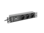 LANBERG POWER STRIP RACK 10" (1U, 10A, 3X 230V PL)