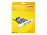DeLock PCI Express kaart 3x External, 1x Internal USB 3.0 USB Adapter PCI Express 2.0 x1 5Gbps