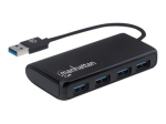 Manhattan USB-A 4-portiline hub, 4x USB-A porti, 5 Gbps (USB 3.2 Gen1 ehk USB 3.0), bussi toide, SuperSpeed USB, must, kolmeaastane garantii