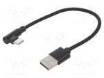 Gembird CC-USB2-AMCML-0.2M USB 2.0 kaabel USB-A kuni USB-C nurga pistik 0.2m / must