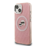 Karl Lagerfeld IML K&CH Heads Repeated Logo MagSafe &Uuml;mbris iPhone 15 Pink jaoks