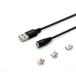 Savio CL-155 2m USB 2.0 USB-C Micro USB A/Lightning kaabel Must