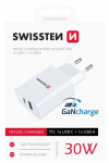 Swissten GaN Reisilaadija PD 30W USB-C / USB