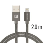 Swissten Textile Fast Charge 3A Lightning andmeside- ja laadimiskaabel 2m