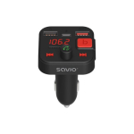 SAVO FM Transmitter with Bluetooth 5.3, QC 3.0 Charger, LED Display, Bass Boost TR-15 Black