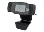 Manhattan USB Webcam, Two Megapixels, 1080p Full HD, USB-A, Integrated Microphone, Adjustable Clip Base, 30 frame per second, Black, Box 1920 x 108