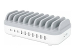 Manhattan laadimisjaam, 10x porti 3x USB-C (kuni 18W PD) ja 7x USB-A (kuni 12W), 120W koguv&auml;ljund, valge/hall, kolmeaastane garantii, kast Opl