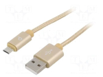 Gembird CCB-MUSB2B-AMBM-6-G Micro USB kaabel USB 2.0 1.8m / kuldne