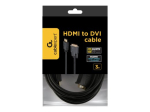 GEMBIRD CC-HDMI-DVI-10 HDMI kuni DVI mees-mees kaabel kullatud &uuml;hendustega 3m bulk pakend
