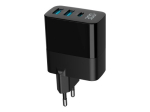 GEMBIRD 3-port 30W GaN USB kiirlaadur 2x USB-A + USB -Type-C LCD must