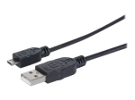 Manhattan USB-A kuni Micro-USB kaabel, 1.8m, must, 480 Mbps (USB 2.0)