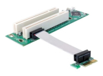DeLOCK Riser Card PCI Express x1 kuni 2x PCI 32Bit 5V paindlik kaabel 9 cm vasak sisestamine laienduskortt