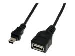 StarTech.com 1 ft Mini USB 2.0 Kabel - USB A to Mini B F/M - USB-kaabel - USB (F) to mini-USB Type B (M) - USB 2.0 - 1 ft - must - USBMUSBFM1 USB-k