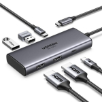 UGREEN CM498 Dokkimisjaam 6in1 USB-C - USB-A 3.0, USB-C 3.0, 2xHDMI, PD