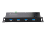 StarTech.com 4-portiline t&ouml;&ouml;stuslik USB 3.0 5Gbps hub, vastupidav USB hub koos 15kV &otilde;hu/8kV kontakt- ja &uuml;lekandekaitsega, DIN/seina/t&ouml;&ouml;laua monteer...