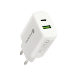 Laadija koos 1 x USB Quick Charge 3.0 ja 1 x USB-C PD PPS 25W, valge