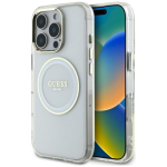Guess IML Metal Colored Circle Classic Logo MagSafe &uuml;mbris iPhone 16 Pro Max jaoks / valge